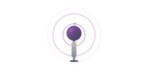 Professional Podcast Microphone Icon with Pulsating Purple Sound Waves and .. Stock-Footage 346006874