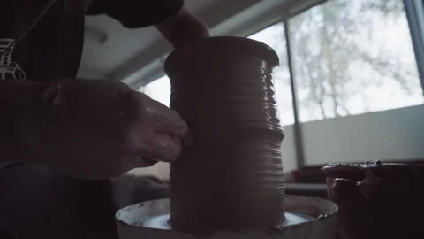 Professional potter working with a clay. Ceramics studio. Stock Footage 150708331