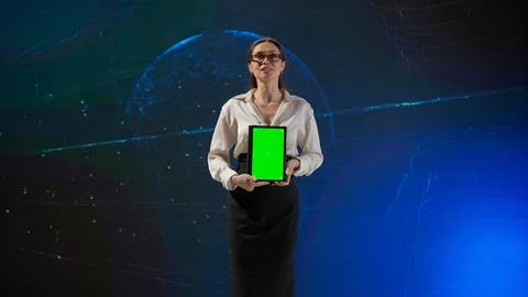 Professional Presentation of Complex Data and Graphs on Digital Display Stock Photos