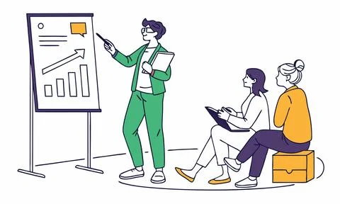 Professional Presentation with Data Analysis Stock Illustration