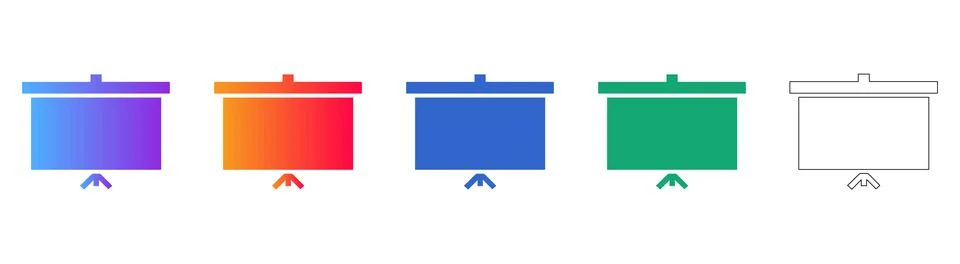 Professional Presentation Screen Icon Set Stock Illustration