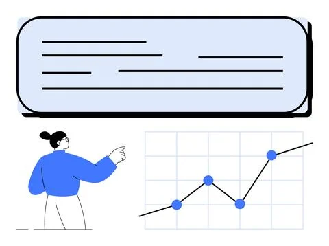 Professional presenting data growth concept with chart and text space Stock Illustration