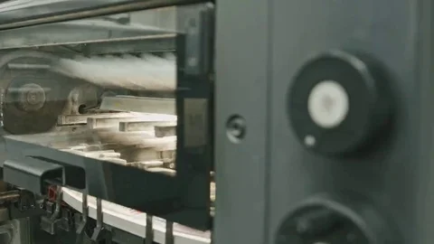 Professional printing machine in action, polygraph industry Stock Footage 69091253