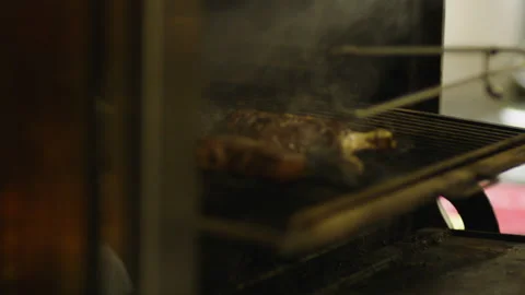 The professional process of cooking meat on the grill. Stock Footage 232562391