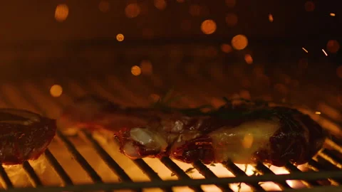The professional process of cooking meat on the grill. Video stock 232562538