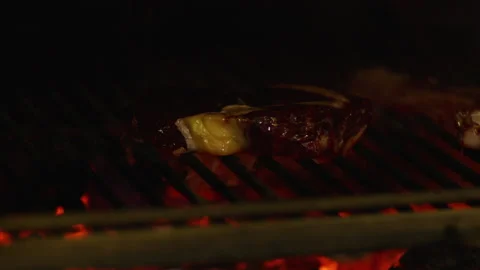 The professional process of cooking meat on the grill. Stock Footage 232562871