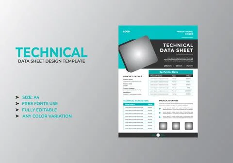 Professional Product Data Sheet Template Stock Illustration