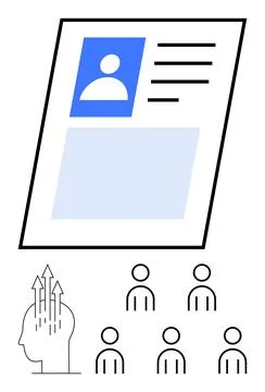 Professional Profile with Graphic Elements and People Icons Highlighting Pe.. Stockillustratie