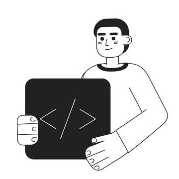 Professional programmer course black and white concept vector spot illustration Stock-Illustration