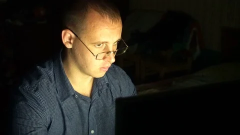 Professional programmer in glasses is working on computer in cyber security Stock Footage 77166138