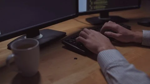 Professional programmer working on the computer Stock Footage 75012443