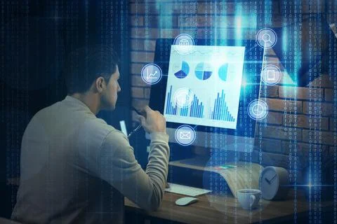 Professional programmer working with computer in office 스톡 사진