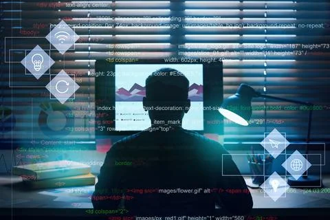 Professional programmer working with computer in office Stockfoto's