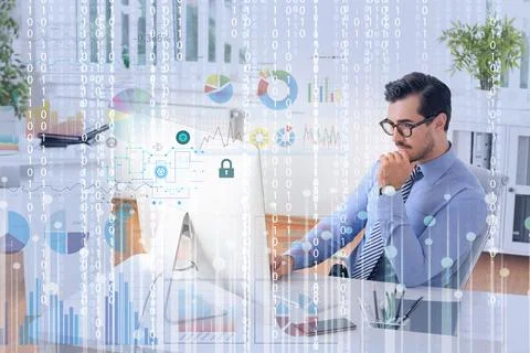 Professional programmer working with computer in office 写真素材