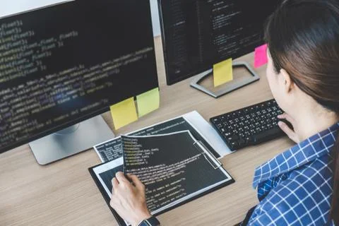Professional programmer working at developing programming and website working Foto stock