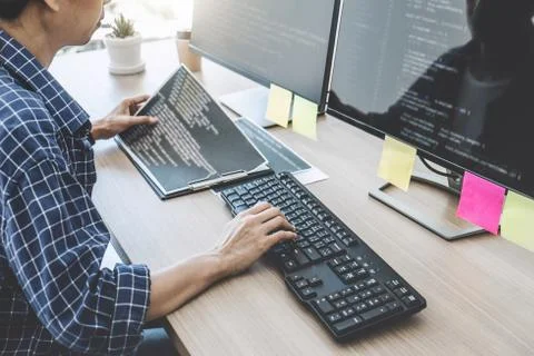 Professional programmer working at developing programming and website working Foto stock