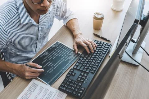 Professional programmer working at developing programming and website working Foto stock