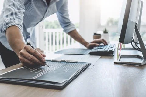 Professional programmer working at developing programming and website working Foto stock