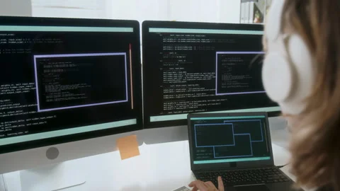 Professional Programmer Working Stock Footage 313495285