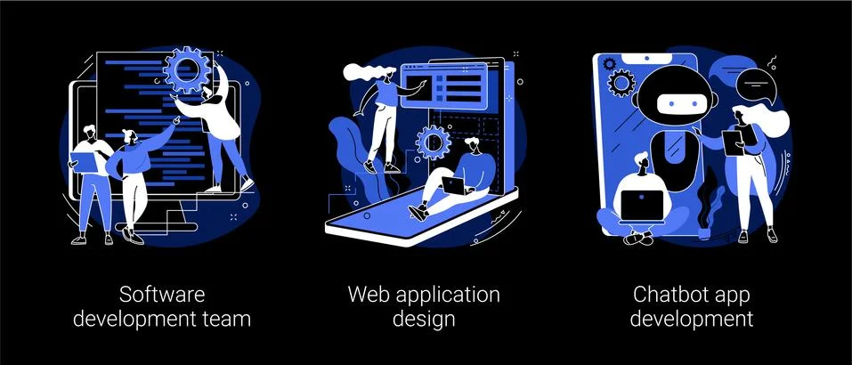 Professional programming abstract concept vector illustrations. 스톡 일러스트