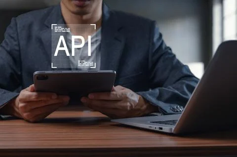 Professional Programming Interface with API Concept and Technology Tools 写真素材