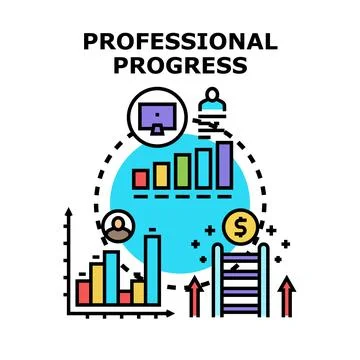 Professional progress concept with career development chart Stock Illustration