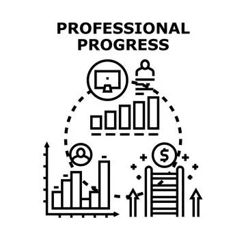 Professional progress concept with career development chart Stock Illustration