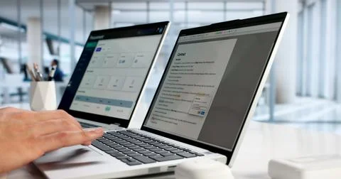 Professional Proofreading Services For Editing Text On Laptop Screen. Stock Photos
