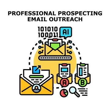 Professional prospecting email outreach using ai automation Stock Illustration