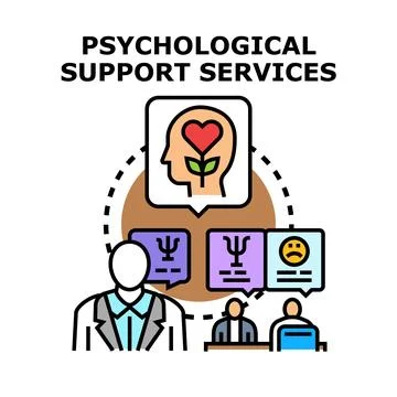 Professional psychological support services helping mental wellbeing Stock Illustration
