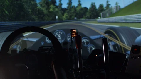 Professional race simulator training of formula 1, 4k Stock Footage 99374811