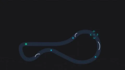 Professional Racing Circuit Technical Schematic with Dynamic Camera Trackin.. Vídeo Stock 348472642