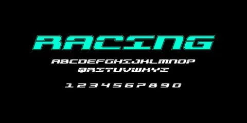 Professional Racing Typography Vector - Aerodynamic Sport Font &amp; Speed Lettering Illustrazione stock