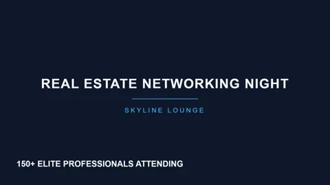 Professional real estate networking night at an urban skyline lounge event Stock Footage 337577805