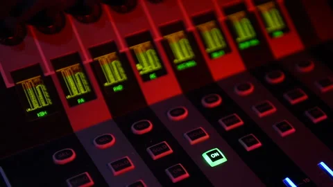 Professional recording studio with big mixing console. Panel, producer. Stock Footage 162047534