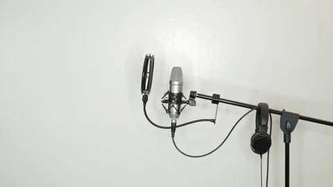 Professional Recording Studio Microphone with White Background Stock Footage 91866745
