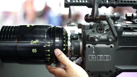 Professional Red Dragon Cinema Digital Camera Setup With Supreme Prime Lens Video stock 231344530