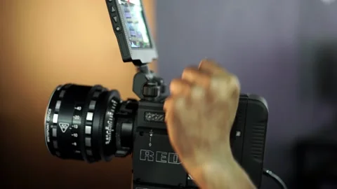 Professional Red Dragon Cinema Digital Camera Setup With Supreme Prime Lens Video stock 231344550