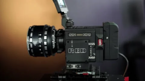 Professional Red Dragon Cinema Digital Camera Setup With Supreme Prime Lens Video stock 231344648