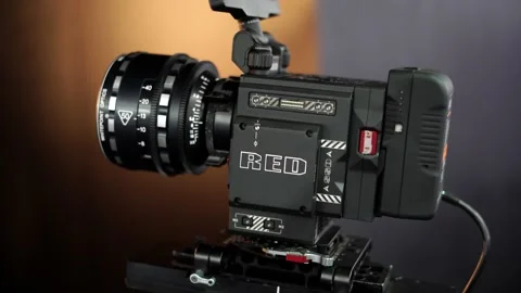 Professional Red Dragon Cinema Digital Camera Setup With Supreme Prime Lens Video stock 231344671