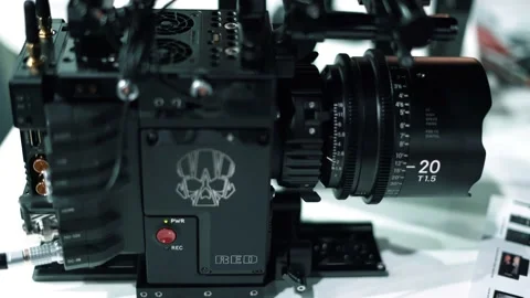 Professional Red Dragon Cinema Digital Camera Setup With Supreme Prime Lens Video stock 231350409