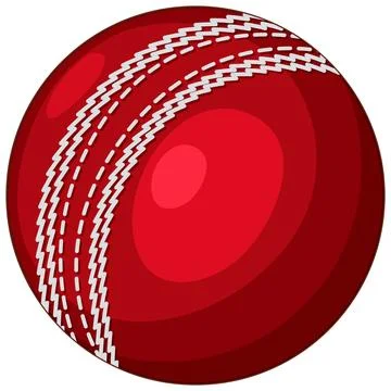 Professional Red Leather Cricket Ball Vector Illustration with White Seam Stock Illustration