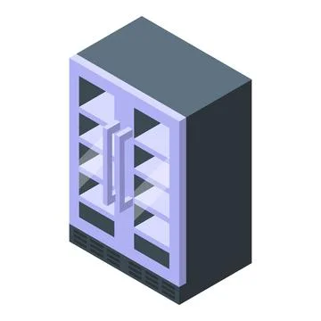 Professional refrigerator displaying empty shelves in isometric view Stockillustratie