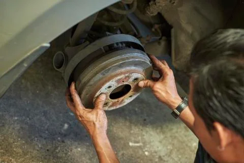Professional Remove Drum Brake Disk. Stock Photos