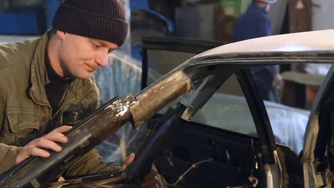 Professional repair body using angle polishers Stock Footage 76210726