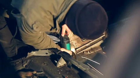 Professional repair body using angle polishers. Repair body Stock Footage 76212087