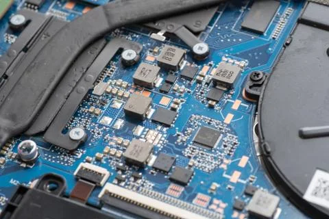 Professional repair of computers, laptops, boards. macro, close-up Stock Photos