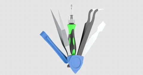 Professional Repair Tool Kit for Electronics rotation animation seamlessly .. Stock Footage 334882697