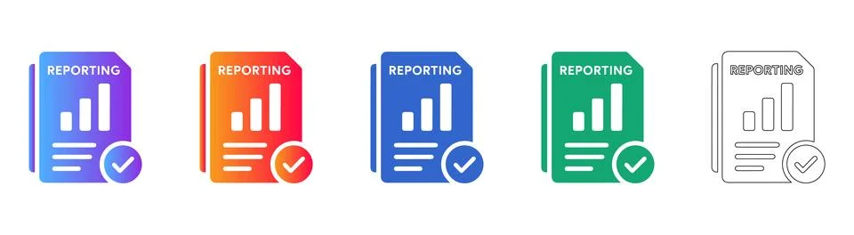 Professional Reporting and Data Analytics Icon Set Stock Illustration