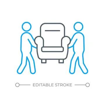 Professional residential moving services two color line icon Stock Illustration